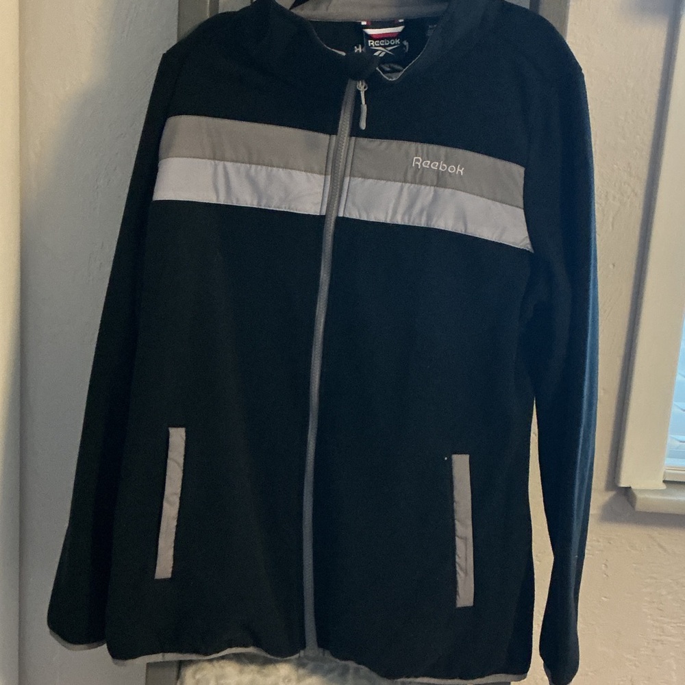 Reebok Black and White Full-Zip Hoodie